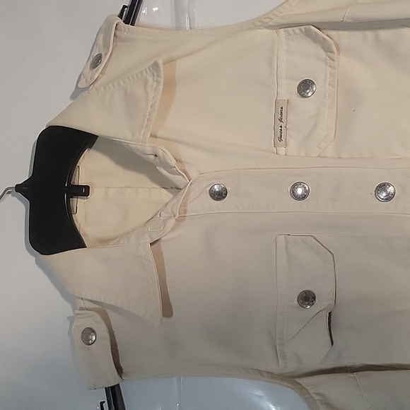 Guess Sleeveless Mini Dress Button Down Shirt Dress Tan S retro designer beach - Picture 5 of 6